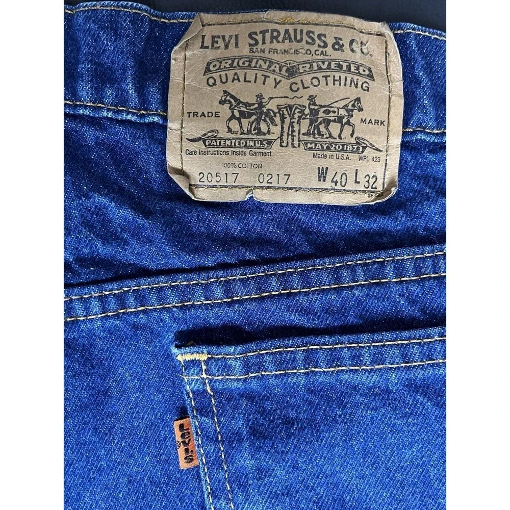 Levi's 517 Bootcut Orange Tab Jeans 40x32 Fits 38x30 USA Dark Wash True Vintage
